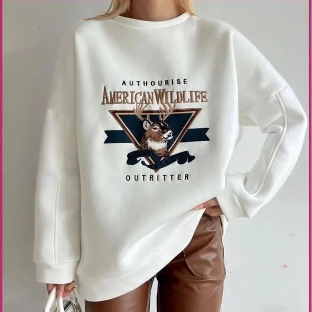 European And American Embroidery Velvet Padded Thickened Sweater White - Shop at LoveMi