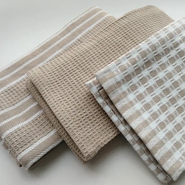 3 Pairspack Cotton Kitchen Multi purpose Towel 3 Light Coffee - Shop at LoveMi
