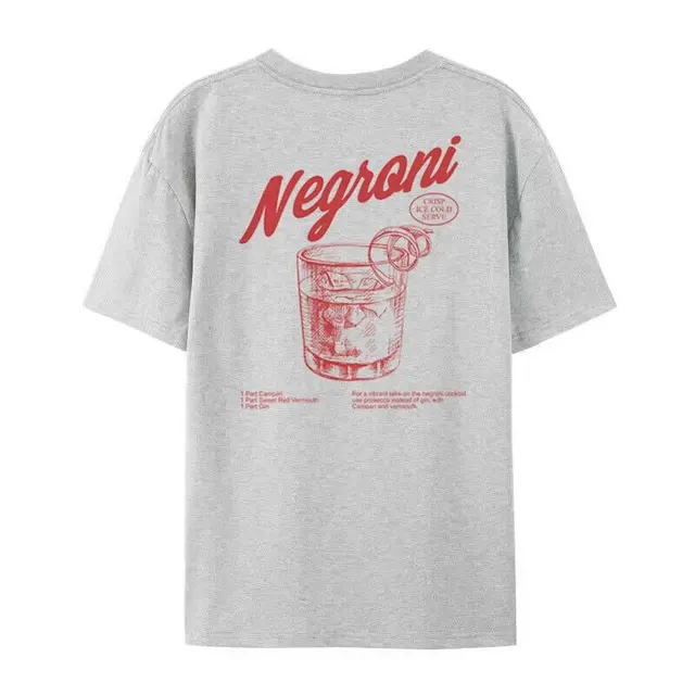 Nemoni Women Back Print Retro Style T shirts Cocktail Drink Gray - Shop at LoveMi