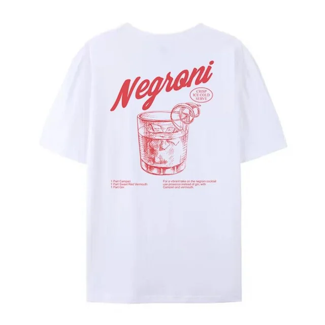 Nemoni Women Back Print Retro Style T shirts Cocktail Drink White - Shop at LoveMi