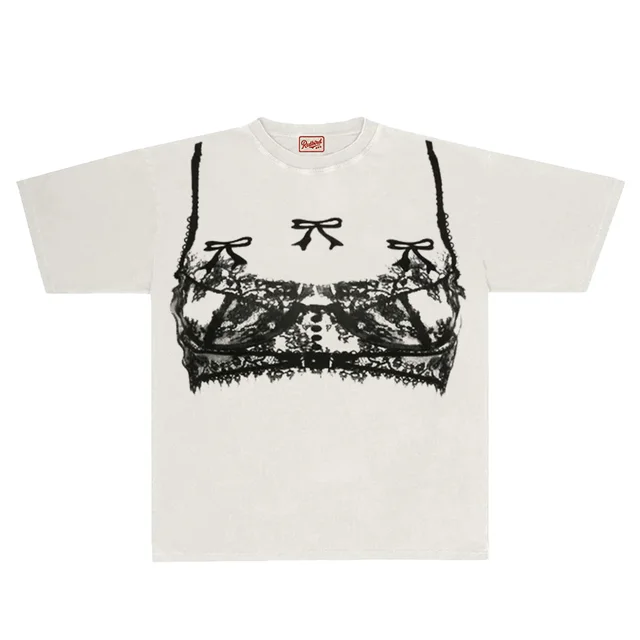 Gothic Style White Pattern Printing Cute Top Milky White - Shop at LoveMi