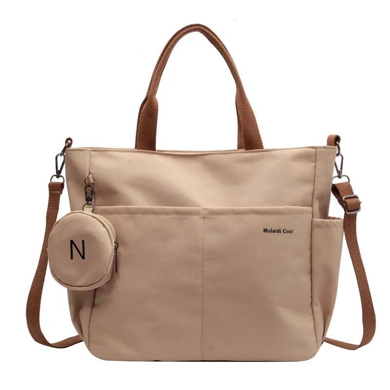 Niche Casual Fashion Nylon Canvas Tote Bag For Women Khaki - Shop at LoveMi