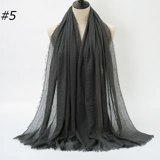 Pure Color Pleated Cotton Scarf Cotton And Linen Scarf 5 Color - Shop at LoveMi