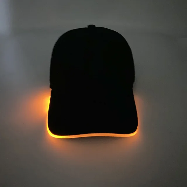 Sources LED Optical Fiber Luminous Peaked Cap Luminous Flashing Hat Outdoor Sunshade Fashion Baseball Cap Yellow - Shop at LoveMi