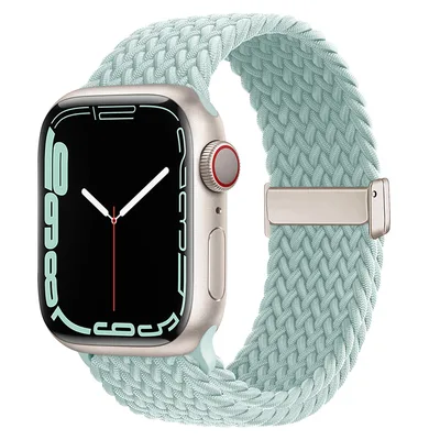 Watch Strap Rainbow Nylon Woven Slide Fastener Elastic Strap Universal Emerald Green - Shop at LoveMi