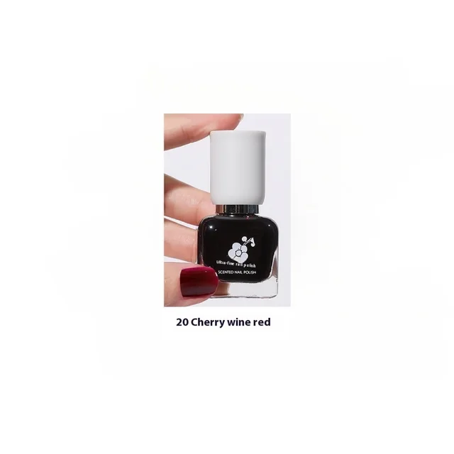 Water based Quick drying Baking free Long lasting Tearable Popular Color White Fragrance retaining Nail Polish 20 Cherry Wine Red - Shop at LoveMi