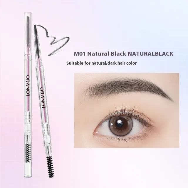 Fine Double headed Eyebrow Pencil Women's Waterproof Sweat proof Natural Long Lasting M01 Natural Black - Shop at LoveMi
