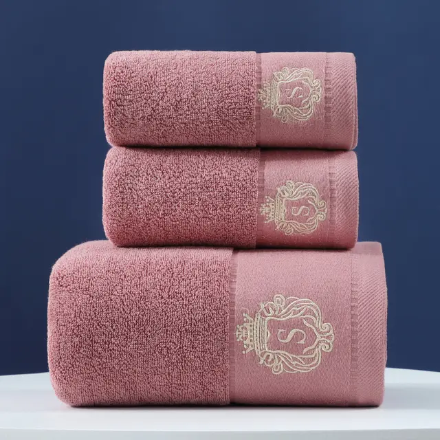 Pure Cotton Towels Three-piece With Hand Bath Towel Class - Flat Frame Pink