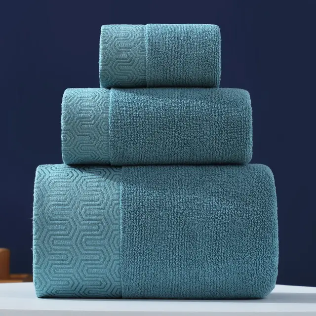 Pure Cotton Towels Three-piece With Hand Bath Towel Class - Lake Water Green Color
