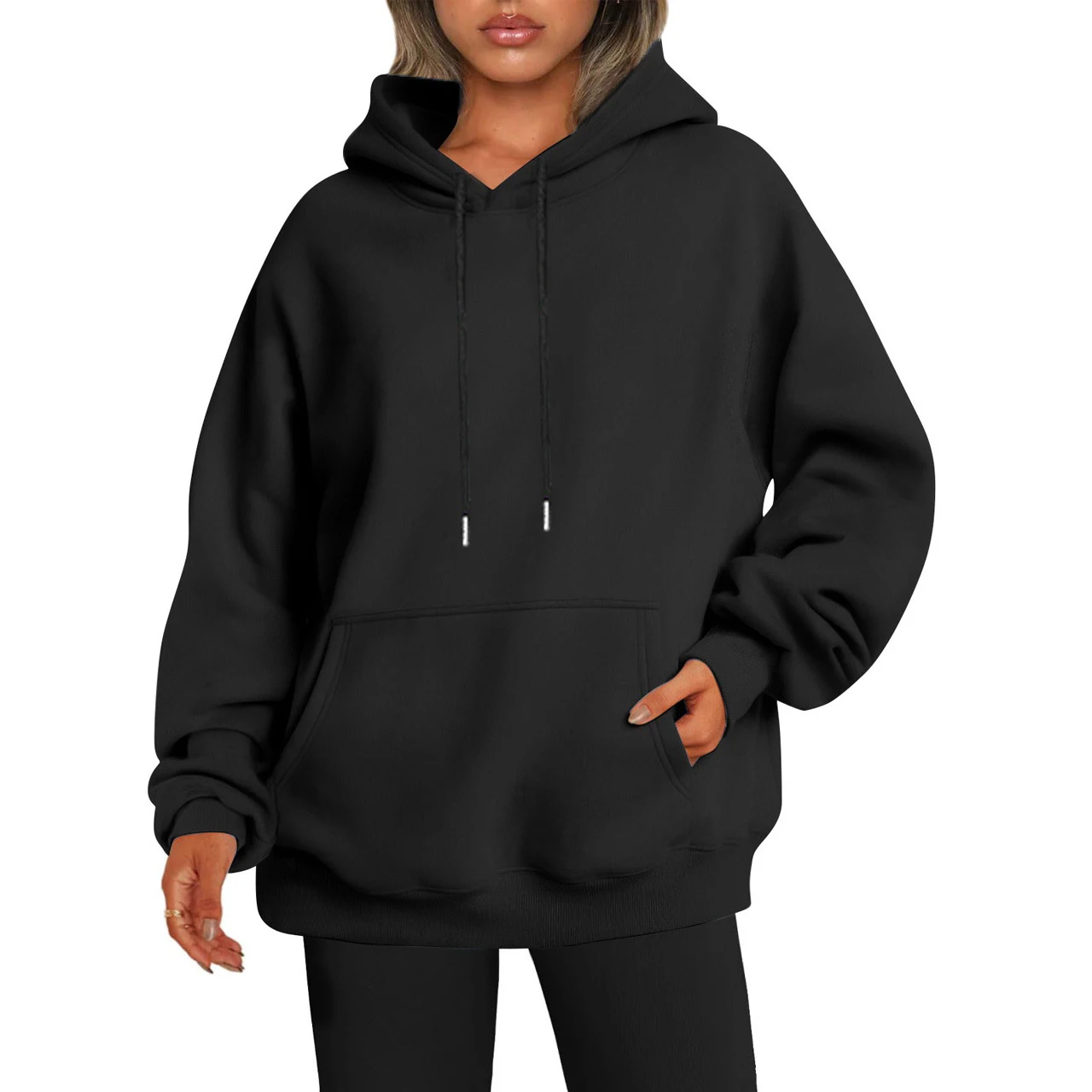 Shoulder Sleeves Sub Leisure Sports Hoodie - Black