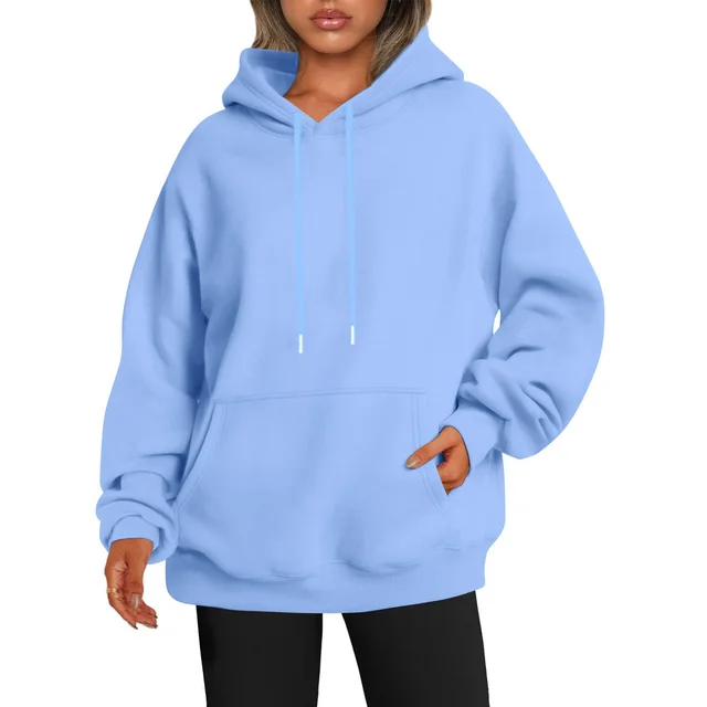 Shoulder Sleeves Sub Leisure Sports Hoodie Light Blue - Shop at LoveMi