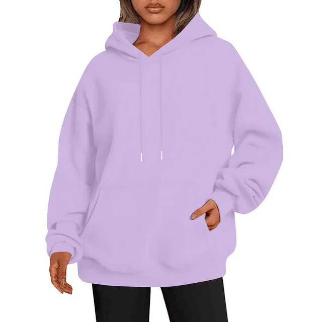 Shoulder Sleeves Sub Leisure Sports Hoodie Light Purple - Shop at LoveMi