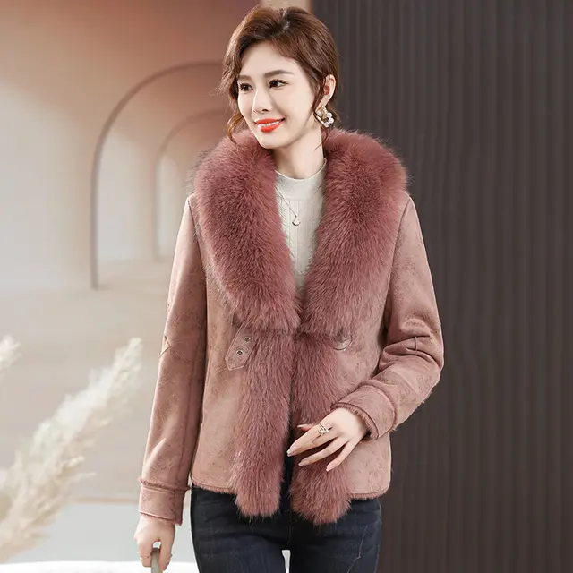 Fur Integrated Women's Short Coat Southern Winter Temperament Pink - Shop at LoveMi