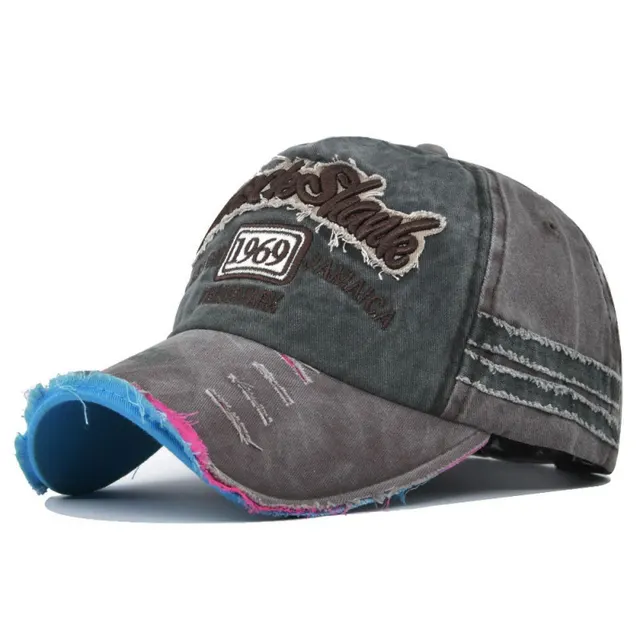 Ripped Retro Duck Tongue Stitching Letters Baseball Hat Coffee - Shop at LoveMi
