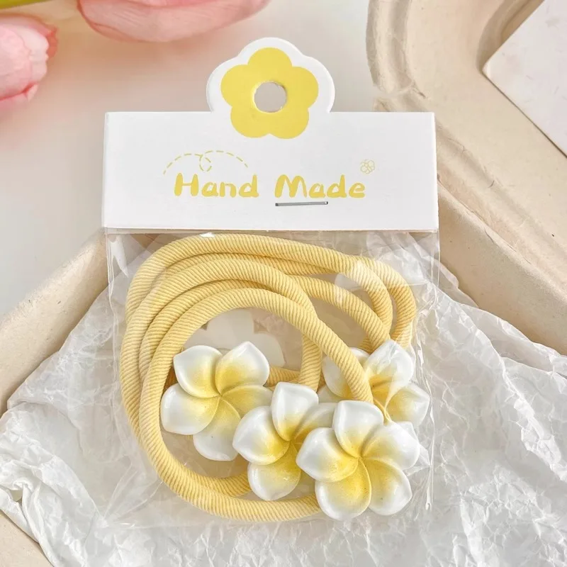 Plumeria Rubra Barrettes Female Side Cute 2 Egg Flower Hair Ring 5 - Shop at LoveMi
