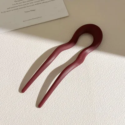 Simple U shaped Hair Pin Female Hair Comb 2 Wine Red - Shop at LoveMi