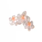 Pearlescent Plumeria Rubra Barrettes Updo - 3 Flowers White Pearl Orange