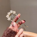 Antique Elegant Opal Flower U-shaped Hairpin High Sense - Flower Hairpin