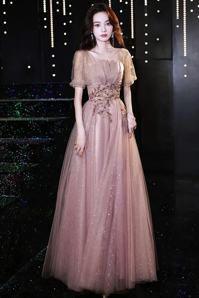 New Birthday Banquet Party Elegant Socialite Host Fairy Slim Evening Dress For Women Lotus Pink Long - Shop at LoveMi