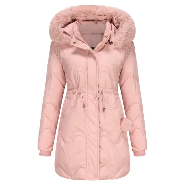 Women's Cotton Clothes Detachable Hat Wool Autumn And Winter Warm Pink - Shop at LoveMi