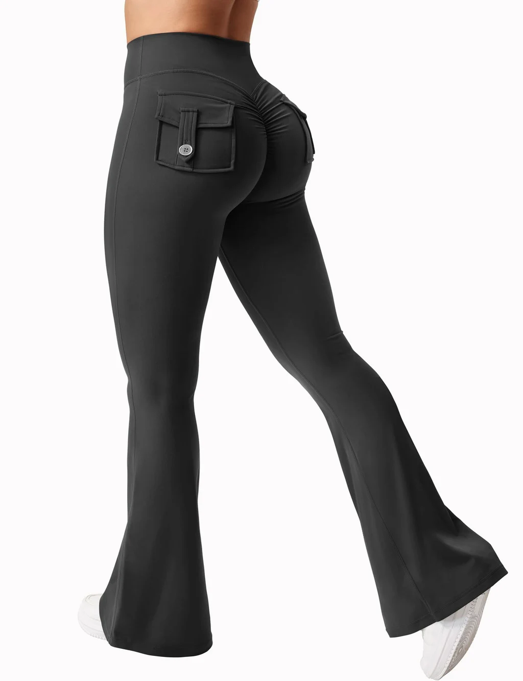 Cargo Pocket Pants Elastic High Waist Fitness Pants - European And American Size M