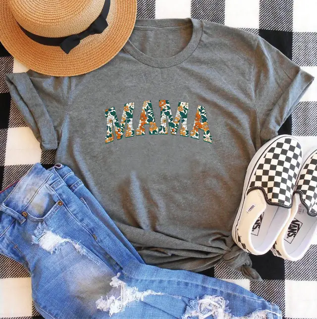 MAMA Mother's Day Letter Printed Casual T shirt Dark Gray T Color - Shop at LoveMi