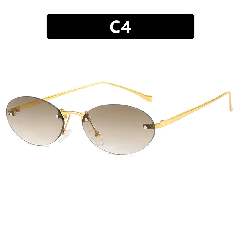 Fashion Personality Metal Frameless Oval Rivet Sun Glasses - As Shown In The Figure