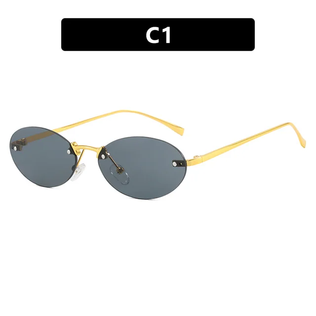 Fashion Personality Metal Frameless Oval Rivet Sun Glasses As Shown In The Figure - Shop at LoveMi