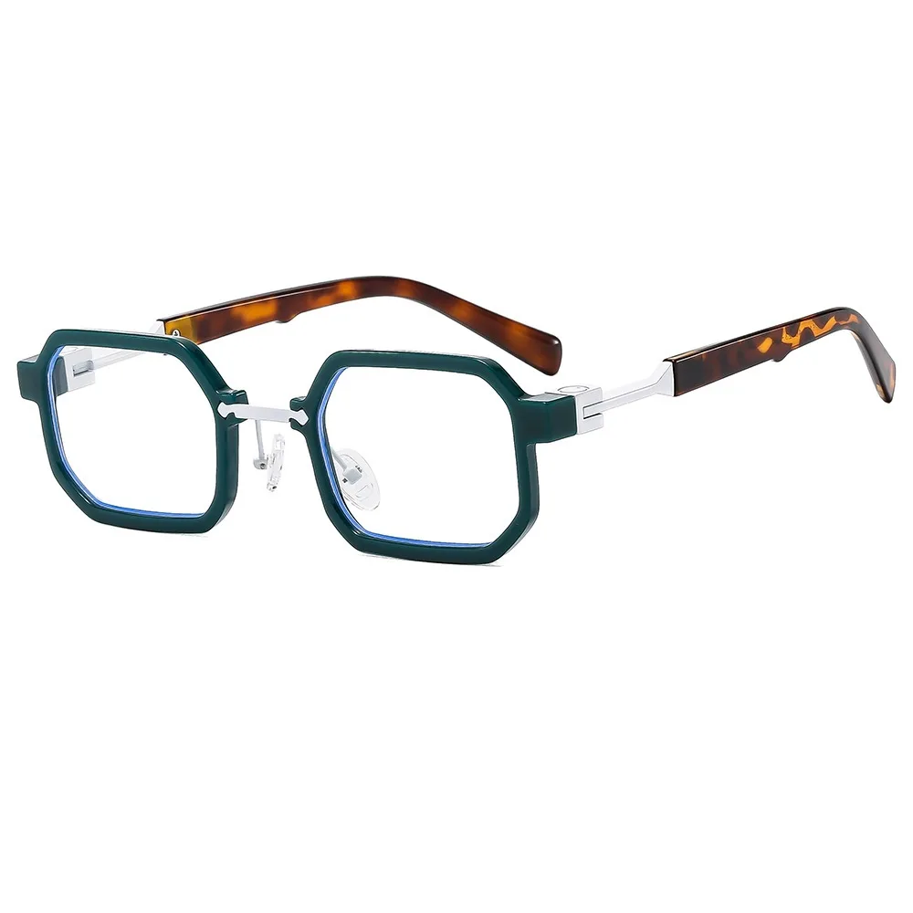 New Retro Hip Hop Small Square Box Exquisite Sun Glasses - Green Frame Plain Glasses