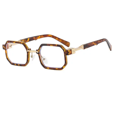 New Retro Hip Hop Small Square Box Exquisite Sun Glasses Leopard Print Plain Glasses - Shop at LoveMi