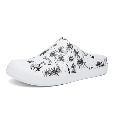 Beach Hole Shoes Color Printing Half Slippers 5705 Coconut Tree 43 - Shop at LoveMi