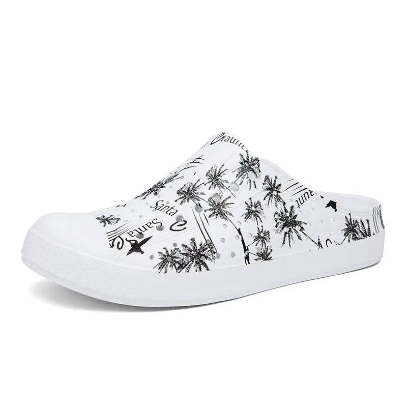 Beach Hole Shoes Color Printing Half Slippers 5705 Coconut Tree 43 - Shop at LoveMi