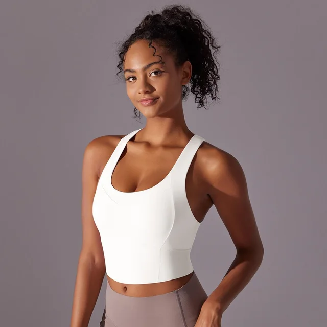 Nude Feel Pure Color Seamless One piece Cup Vest Cross White - Shop at LoveMi