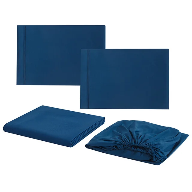 Home Textile Insertion Strip Four piece Bedding Set Navy Blue - Shop at LoveMi