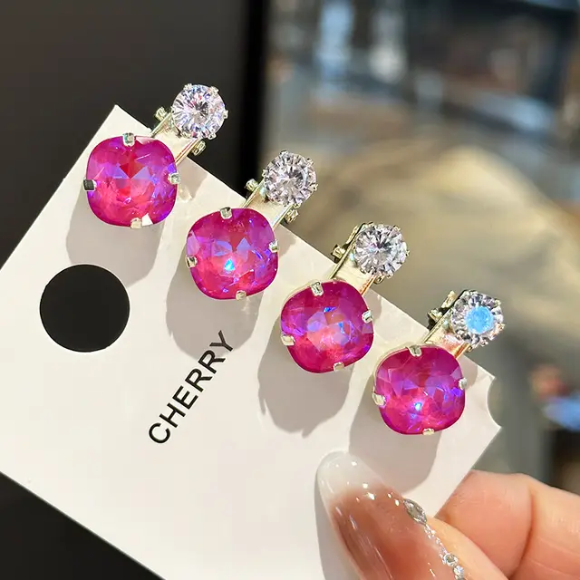 Crystal Small Size Mini Duckbill Barrettes Rose Purple One - Shop at LoveMi