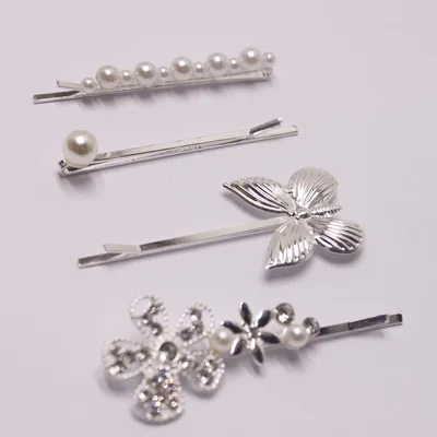 Vintage Flower Butterfly Barrettes Pearl Fashion Silver - Shop at LoveMi