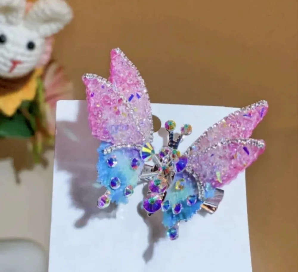 Princess Butterfly Barrettes Dreamy Colourful Girl - White Pink Gradient