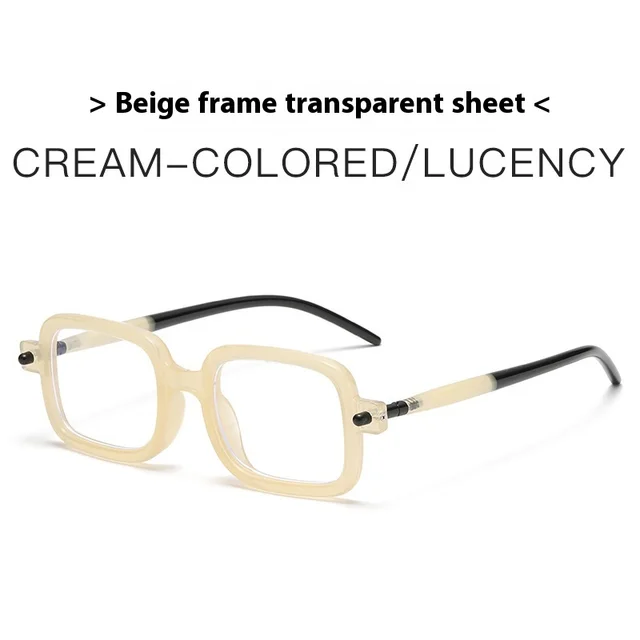 Retro Artistic Square Sunglasses Women Beige Frame Transparent Sheet - Shop at LoveMi