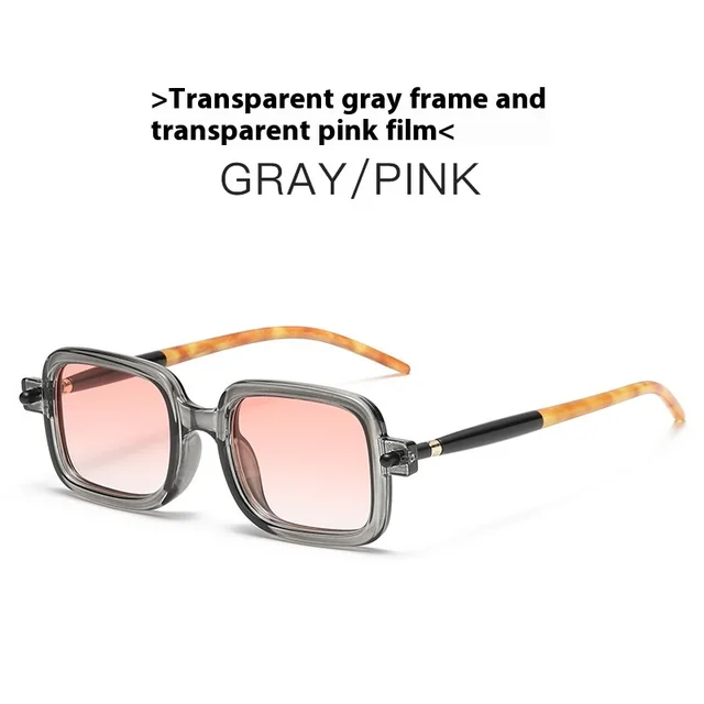 Retro Artistic Square Sunglasses Women Gray Frame Gradually Pink - Shop at LoveMi