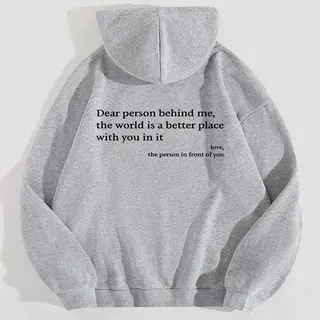 Letter Printing Versatile Casual Long Sleeve Pullover Loose Hooded - Style 6