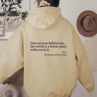 Letter Printing Versatile Casual Long Sleeve Pullover Loose Hooded - Style 7