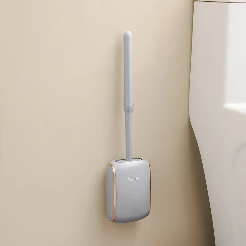 Nordic Style Wall mounted Household Light Luxury Wall Hanging Toilet Brush Set Gray Champagne Gold - Shop at LoveMi
