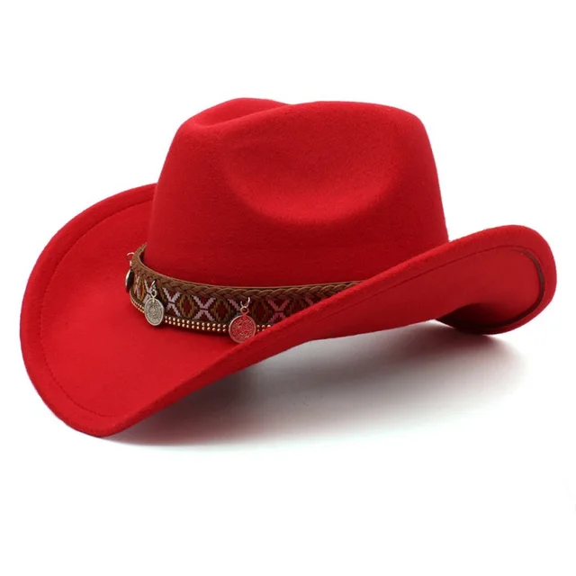 Tibetan Style Pendant Leisure Sun Shade Protection Cowboy Hat Red - Shop at LoveMi
