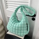 Pleated Cloud Bag Single Shoulder Crossbody Bubble Bag Down Cotton-padded Jacket - Blue