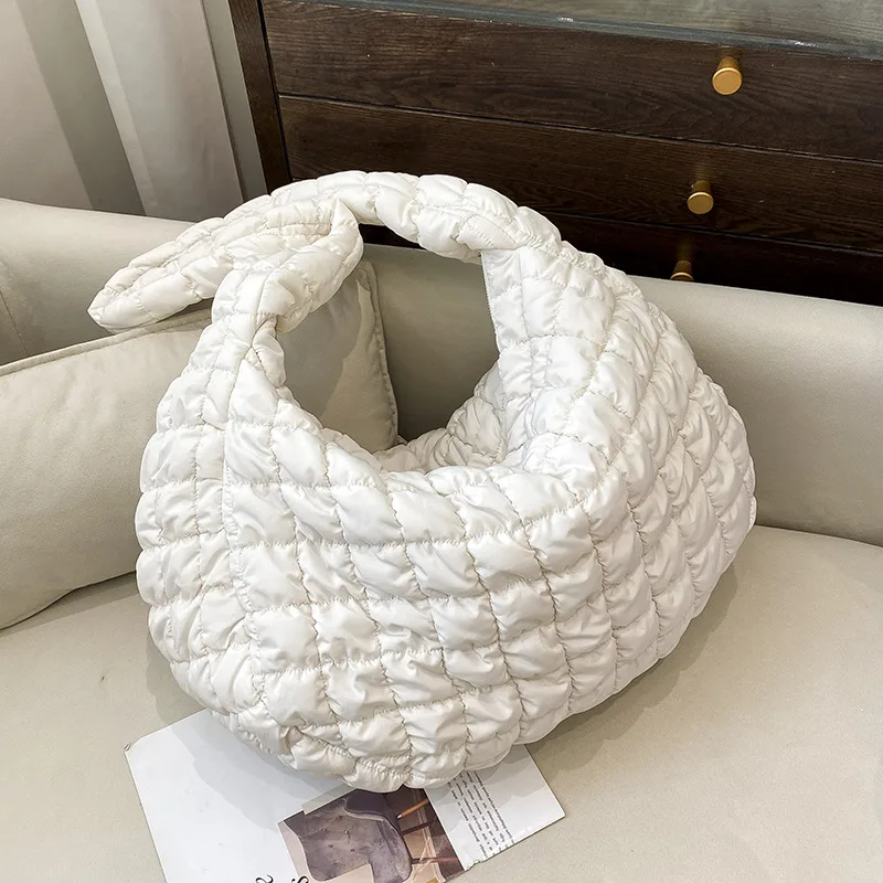 Fashion Down Jacket Shoulder Messenger Bag Cloud Bag White - Shop at LoveMi