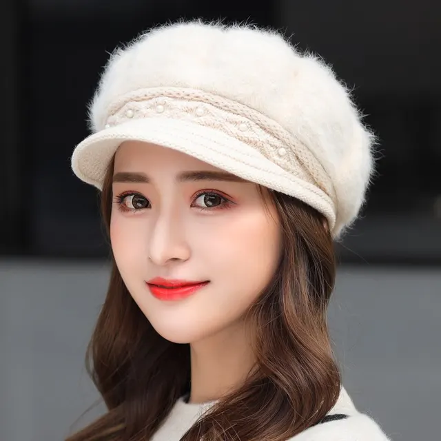 Winter Women's Fashion Velvet Padded Thermal Knitting Beret Beige - Shop at LoveMi