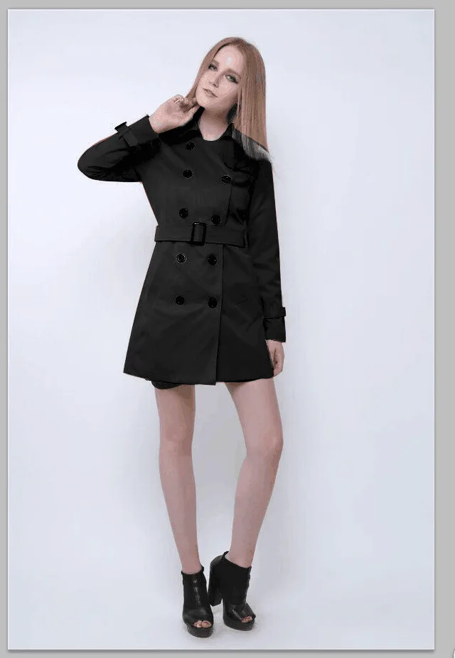 European And American Slim Fit Elegant Trench Coat Black - Shop at LoveMi