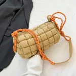 Diamond Embroidery Thread Cloud Cotton Jacket Personalized Pleated One Shoulder - Khaki