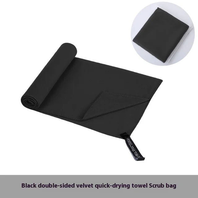 Double sided Velvet Quick drying Sports Towel Absorbent Black Square Net Pocket - Shop at LoveMi