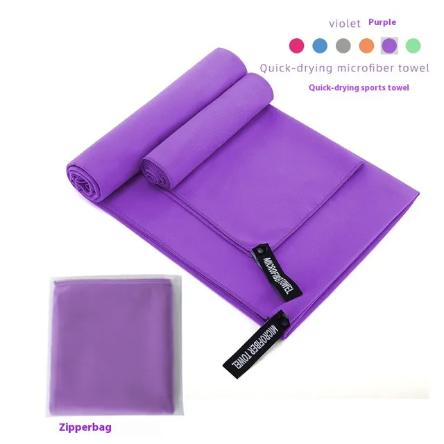 Double sided Velvet Quick drying Sports Towel Absorbent Purple Waterproof Bag - Shop at LoveMi